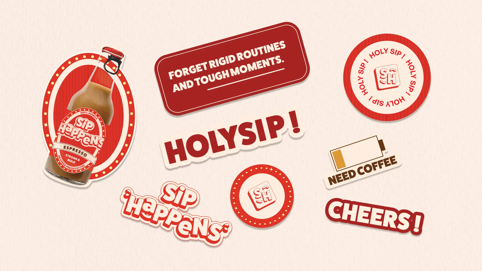 Cold coffee brand identity – Visual identity and packaging for Sip Happens by FRWD Branding
