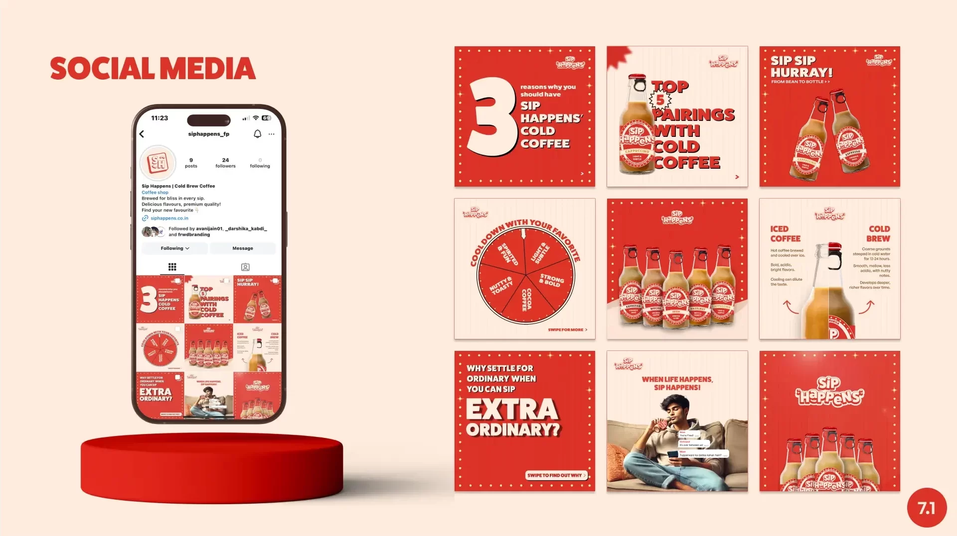 Cold coffee brand identity – Visual identity and packaging for Sip Happens by FRWD Branding
