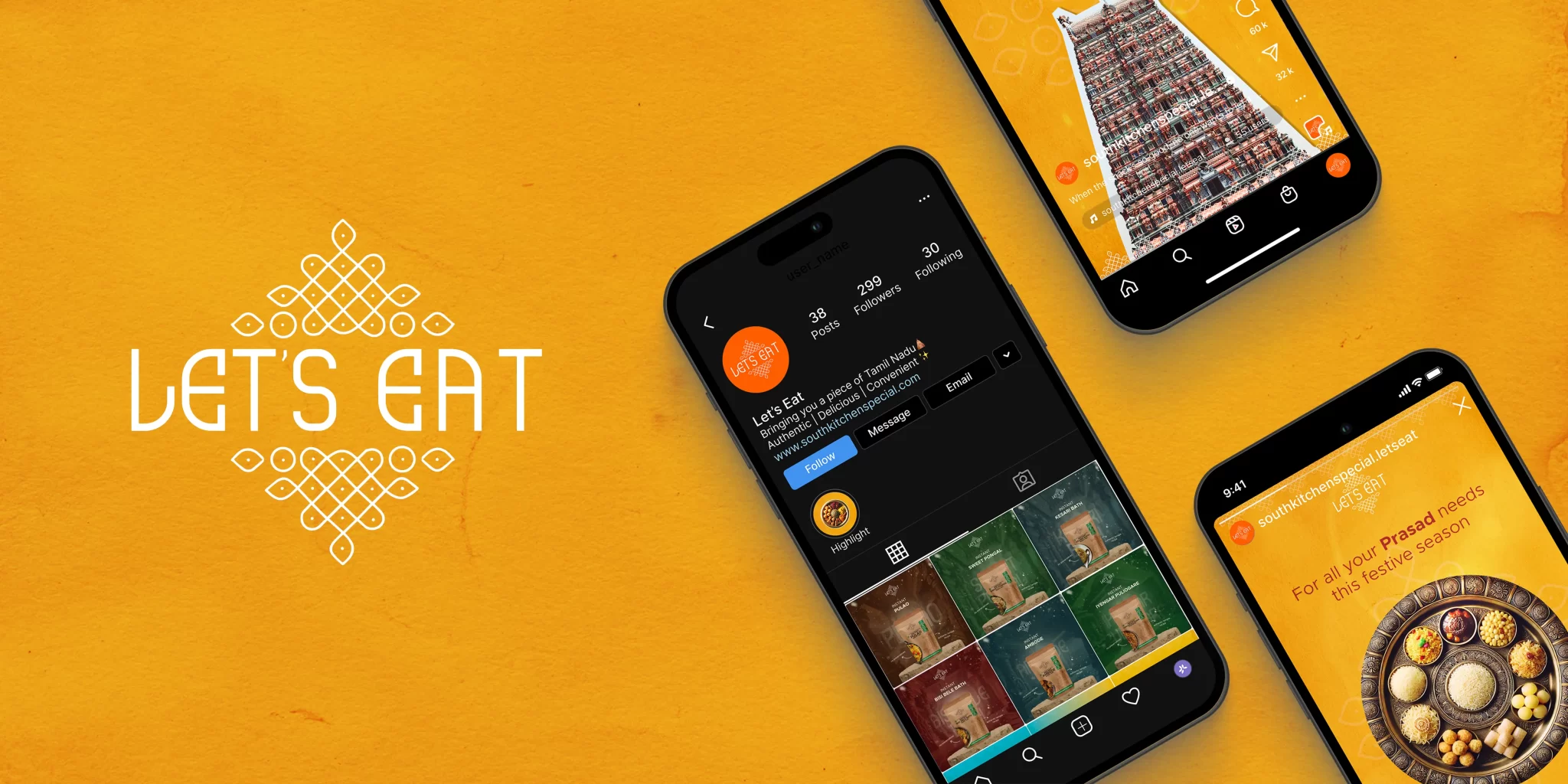 Ready to eat food branding – Let’s Eat Instagram design by FRWD Branding