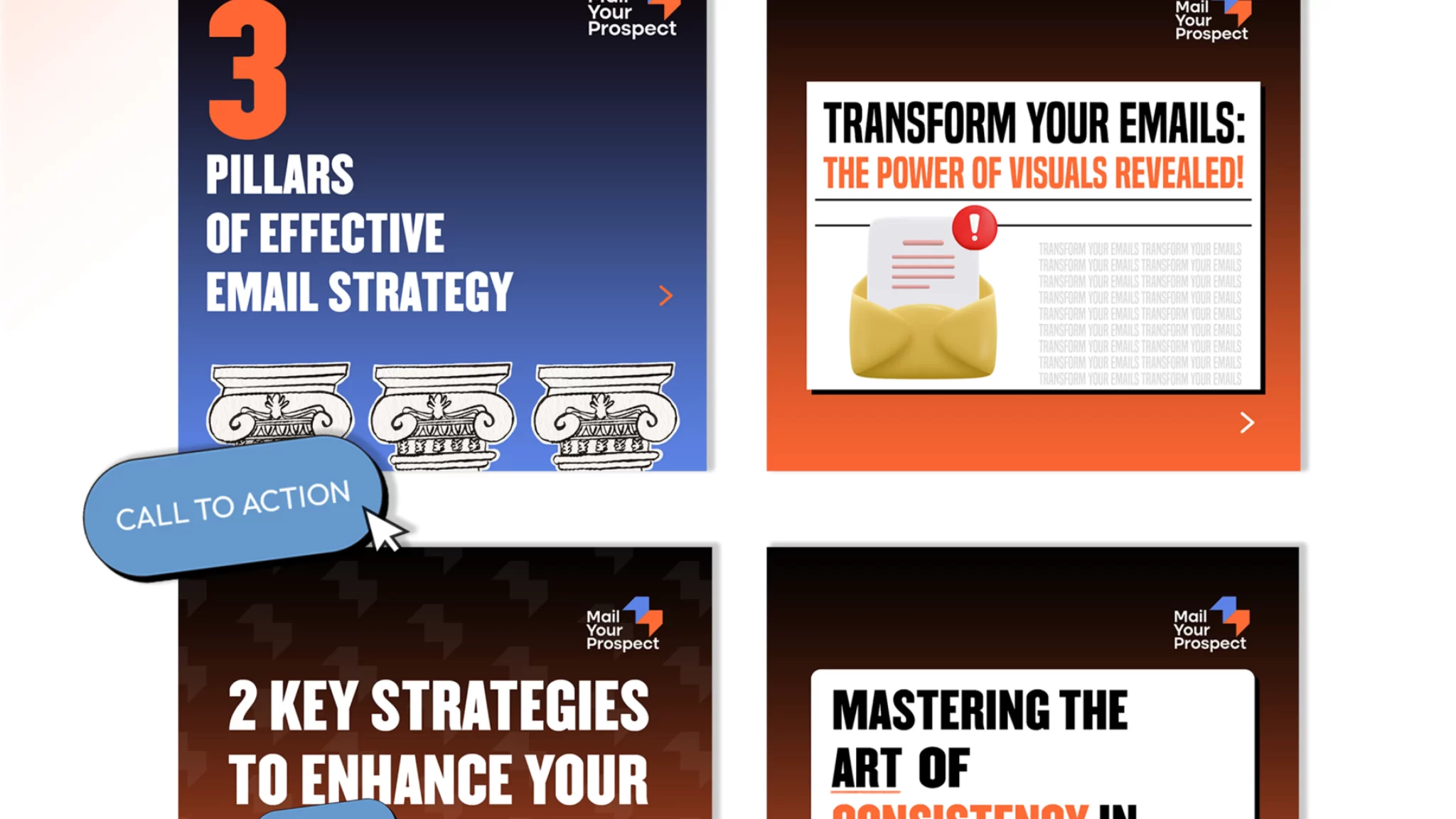 B2B email marketing branding – Social media content for Mail Your Prospect by FRWD Branding