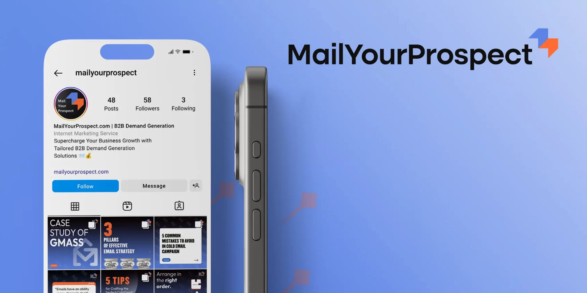 B2B email marketing branding – Social media content for Mail Your Prospect by FRWD Branding