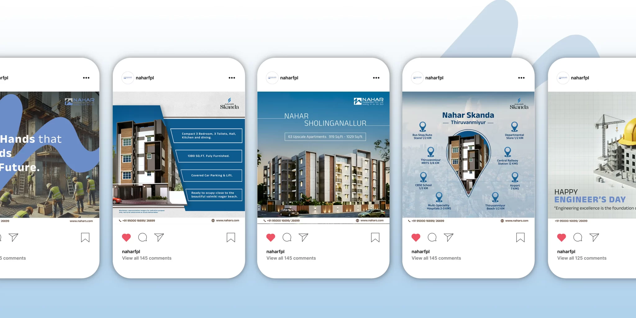 Real estate social media branding – Instagram design for Nahar Foundation by FRWD Branding