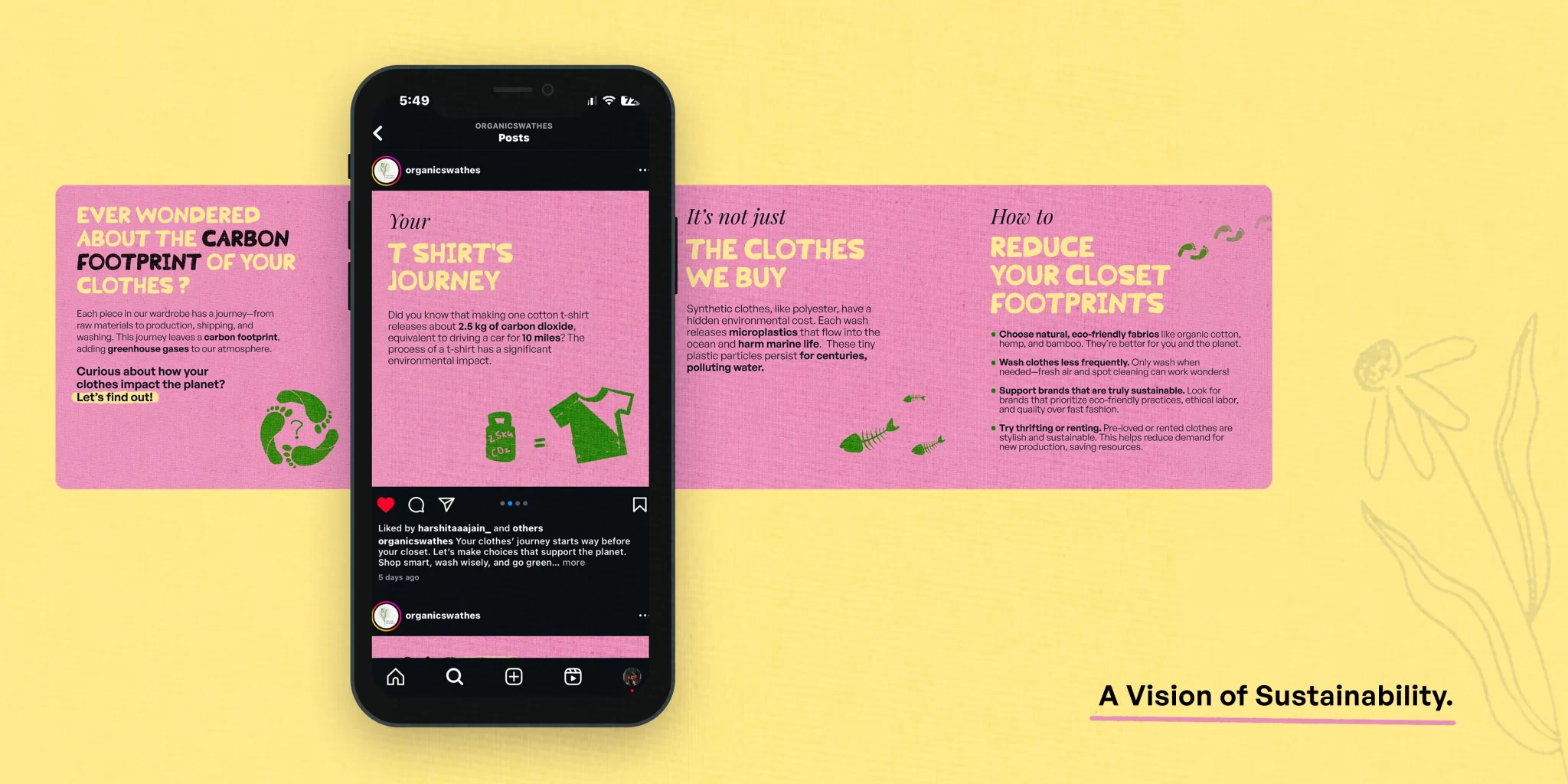 Sustainable fashion social media branding – Instagram design for Organic Swathes by FRWD Branding