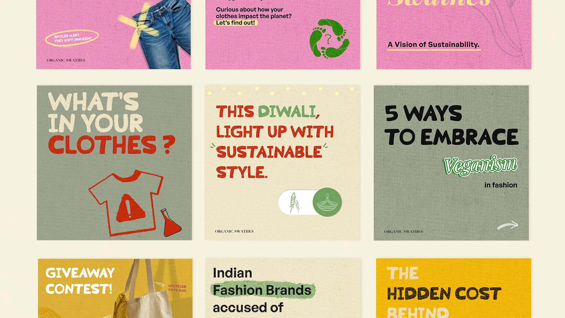 Sustainable fashion social media branding – Instagram design for Organic Swathes by FRWD Branding