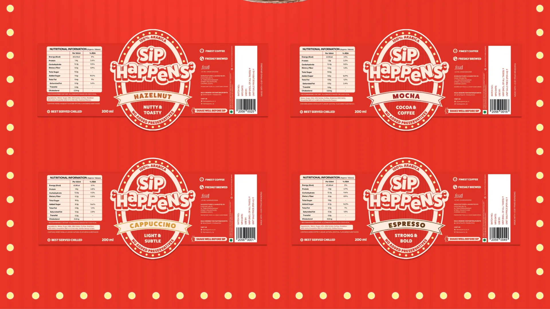 Cold coffee brand identity – Visual identity and packaging for Sip Happens by FRWD Branding